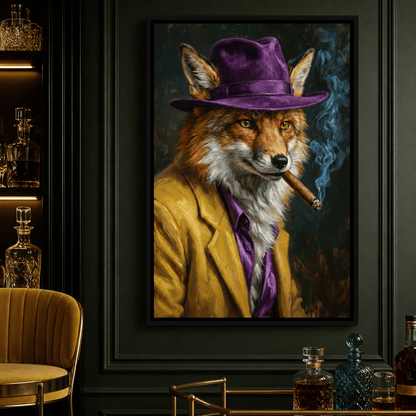 Gentleman Fox Smoking Cigar Canvas Wall Art