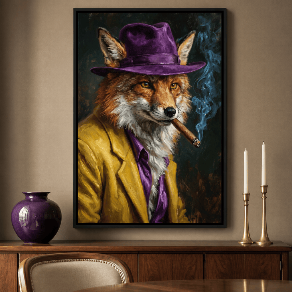 Gentleman Fox Smoking Cigar Canvas Wall Art