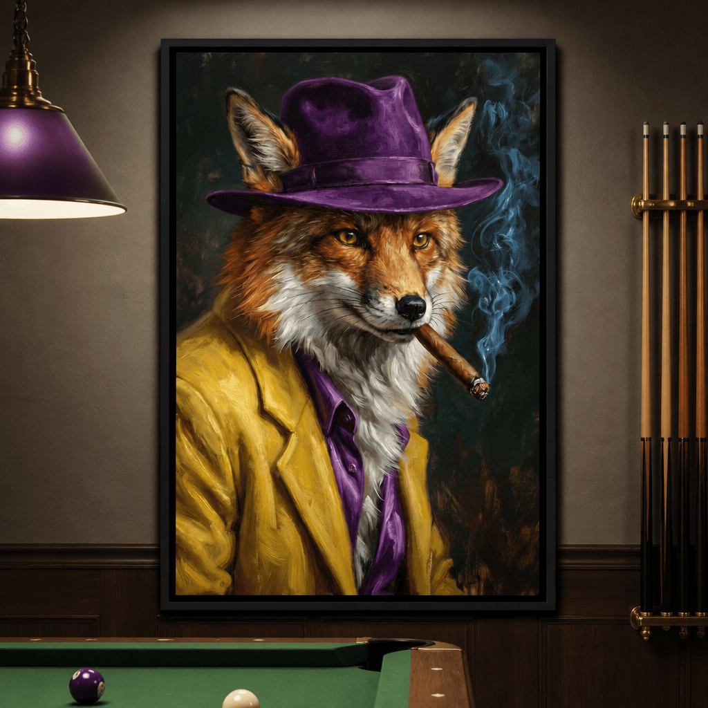 Gentleman Fox Smoking Cigar Canvas Wall Art