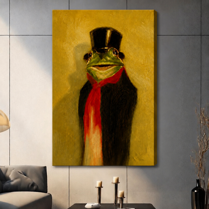 Gentleman Frog Top Hat Canvas Wall Art