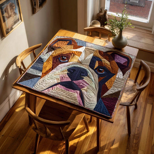 Geometric Bulldog Quilted Table Topper