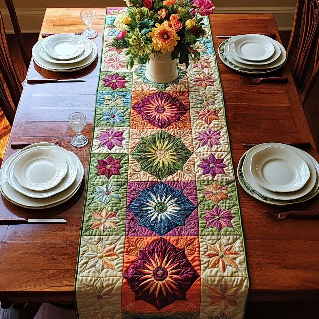 Geometric Harmony Quilted Table Runner