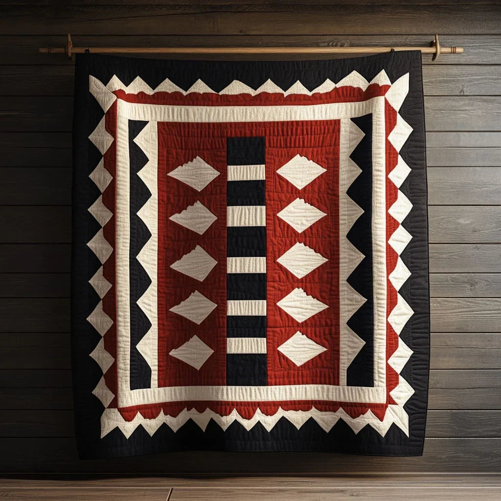 Geometric Path Quilt Blanket