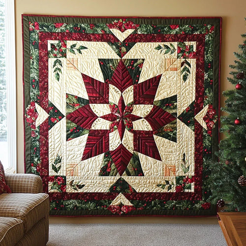 Geometric Poinsettia Quilt Blanket
