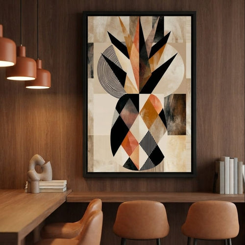 Geometric Still Life of Tropical Pineapple Canvas Wall Art
