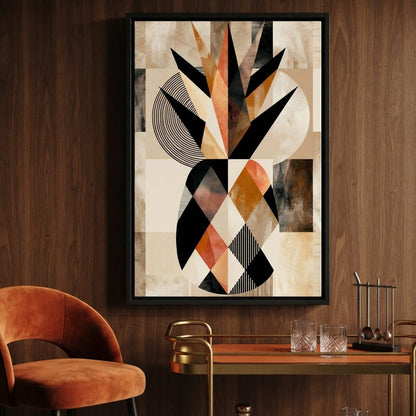 Geometric Still Life of Tropical Pineapple Canvas Wall Art