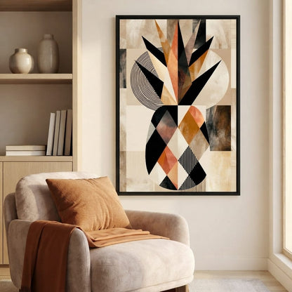 Geometric Still Life of Tropical Pineapple Canvas Wall Art