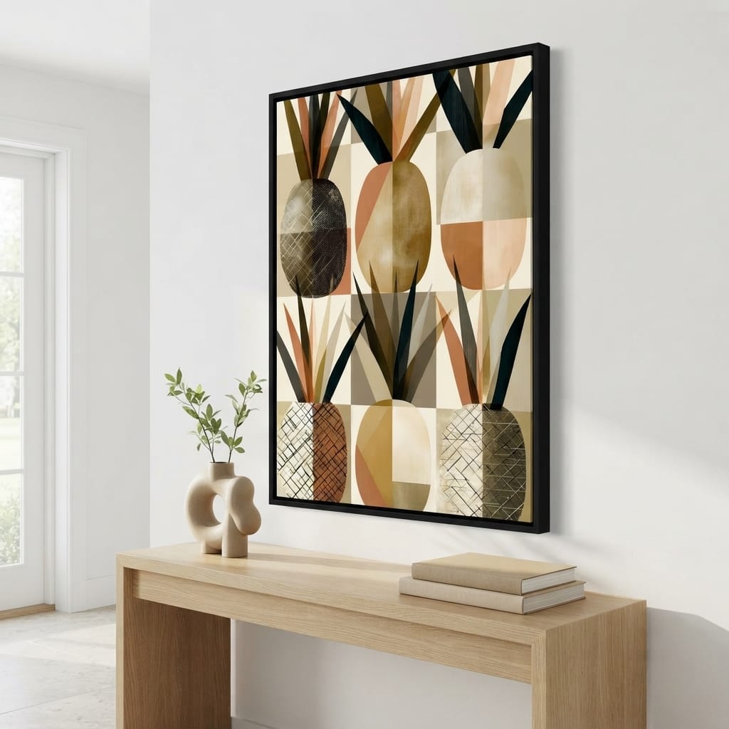 Geometric Tropical Pineapples Study Canvas Wall Art