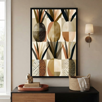 Geometric Tropical Pineapples Study Canvas Wall Art