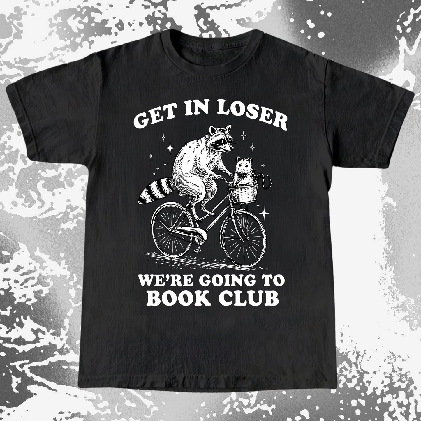 Funny Raccoon Opossum Get In Loser Book Club Shirt, funny meme tee gift (view 3)