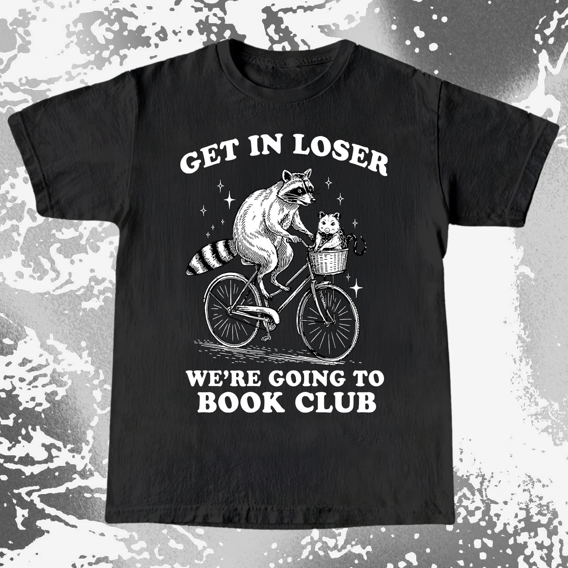 Funny Raccoon Opossum Get In Loser Book Club Shirt, funny meme tee gift (view 3)