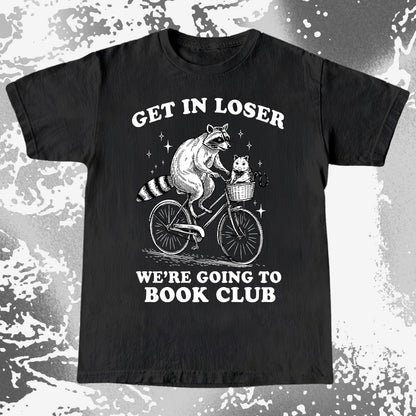 Funny Raccoon Opossum Get In Loser Book Club Shirt, funny meme tee gift (view 3)