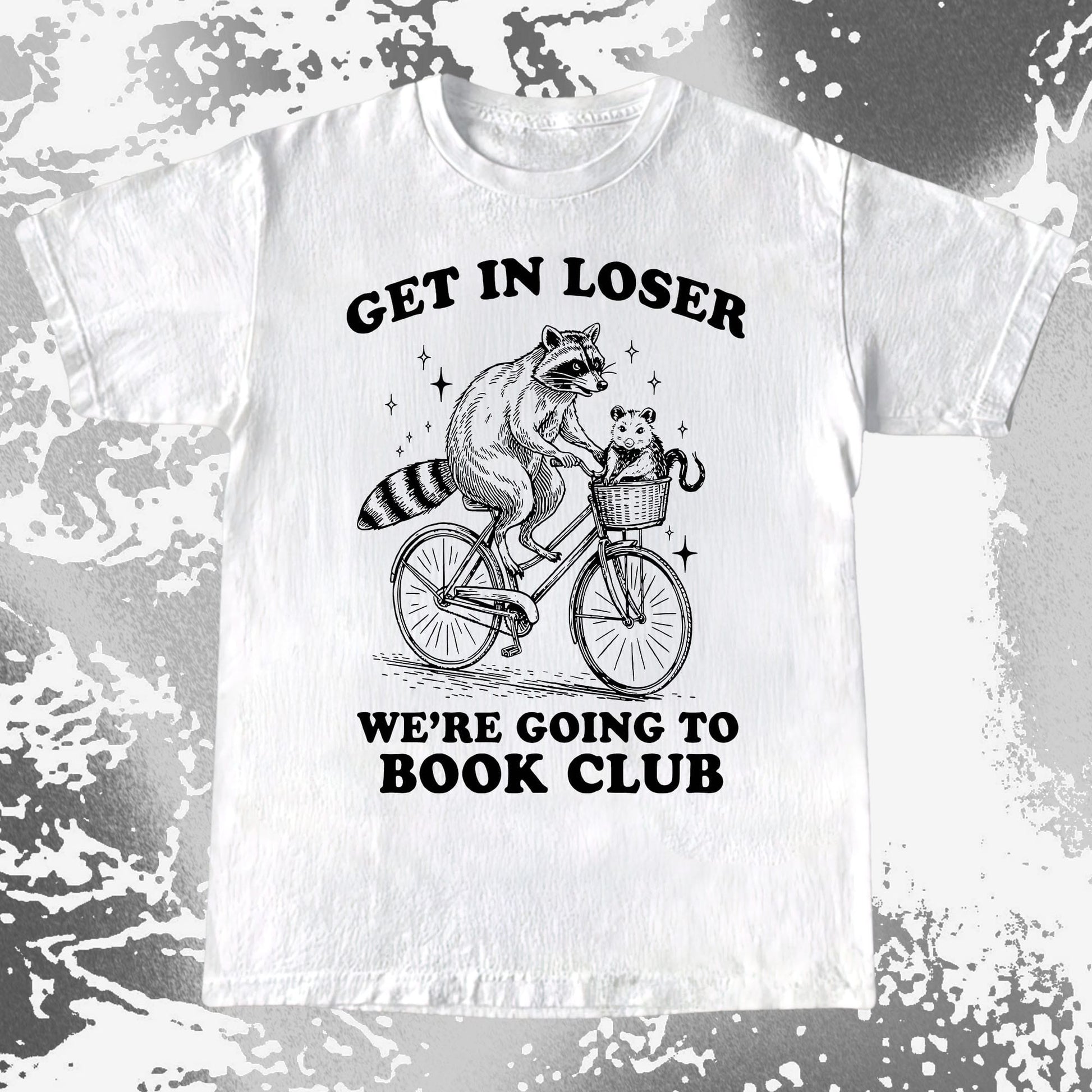 Funny Raccoon Opossum Get In Loser Book Club Shirt, funny meme tee gift (view 2)