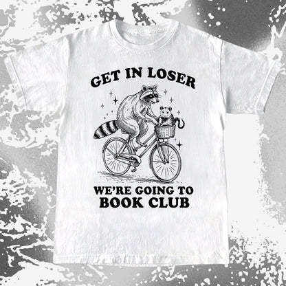 Funny Raccoon Opossum Get In Loser Book Club Shirt, funny meme tee gift (view 2)