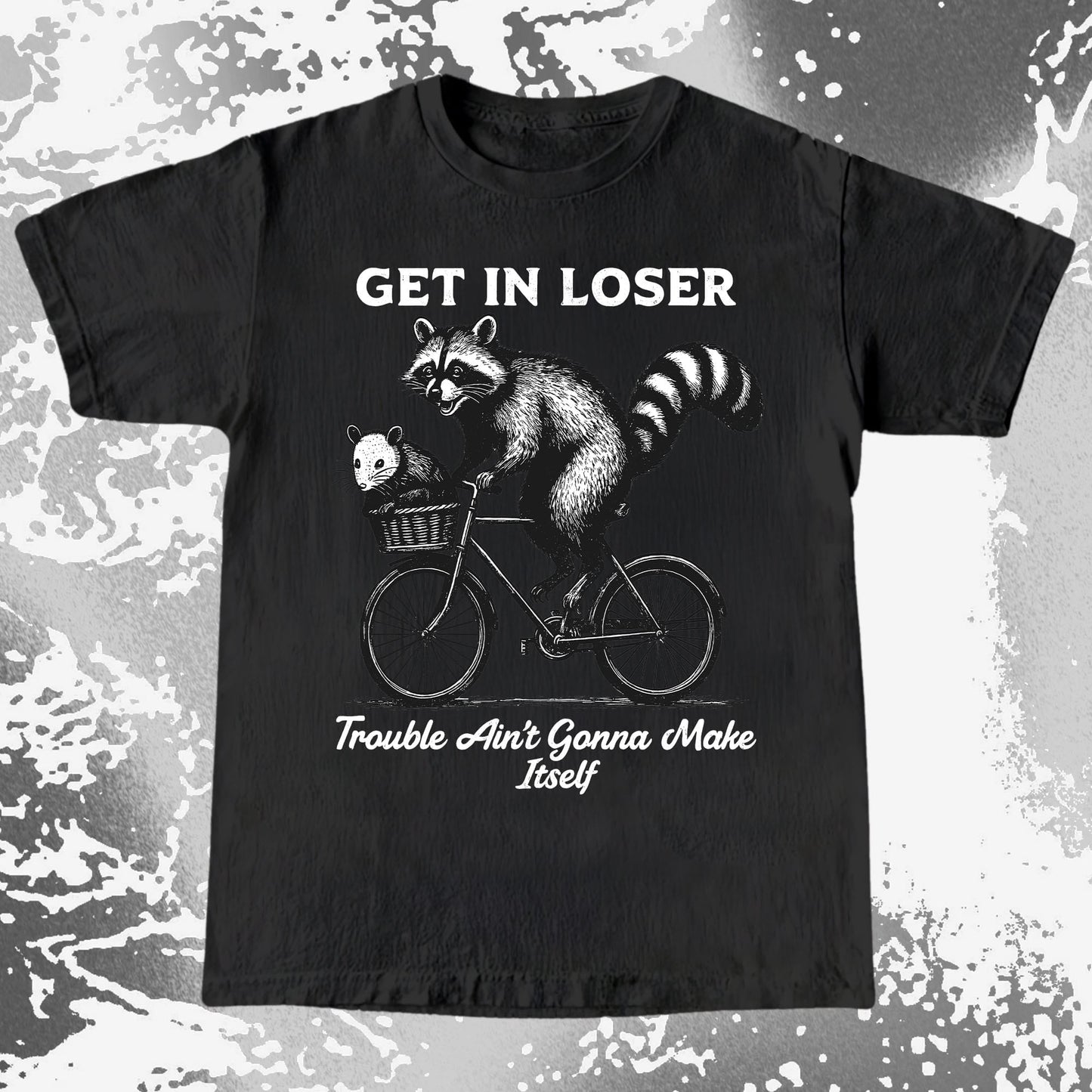 Get In Loser Raccoon Opossum Trouble Maker, funny meme tee gift (view 3)
