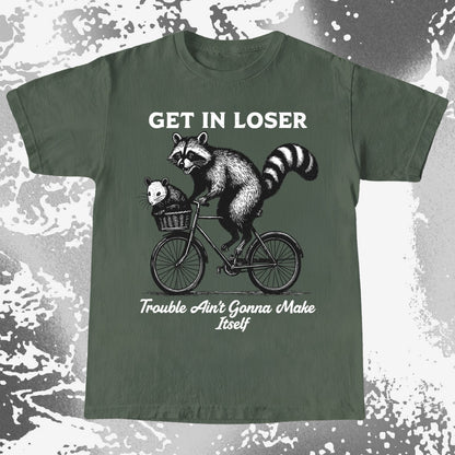 Get In Loser Raccoon Opossum Trouble Maker, funny meme tee gift (view 5)