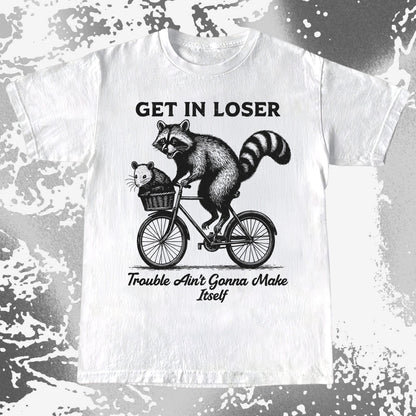 Get In Loser Raccoon Opossum Trouble Maker, funny meme tee gift (view 2)