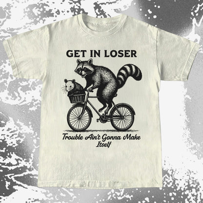 Get In Loser Raccoon Opossum Trouble Maker, funny meme tee gift (view 4)