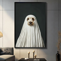 Ghost Dog Halloween Funny Canvas Wall Art