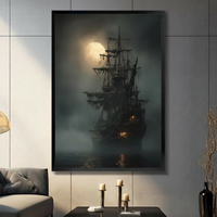 Dark Ghost Ship Moonlit Canvas Art Wall Art