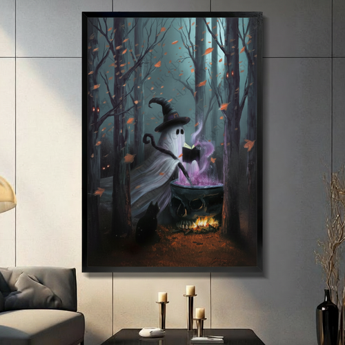 Gothic Ghost Witch Dark Forest Canvas Art Wall Art