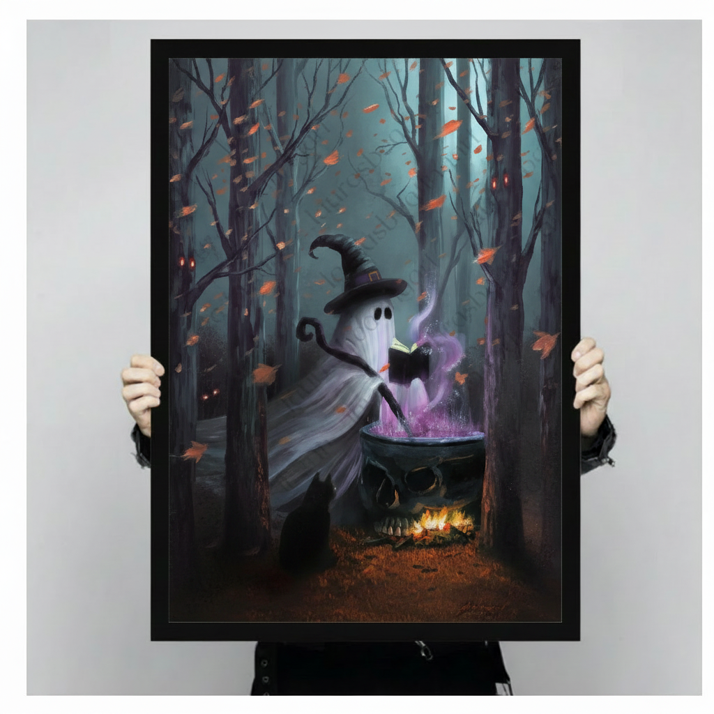 Gothic Ghost Witch Dark Forest Canvas Art Wall Art