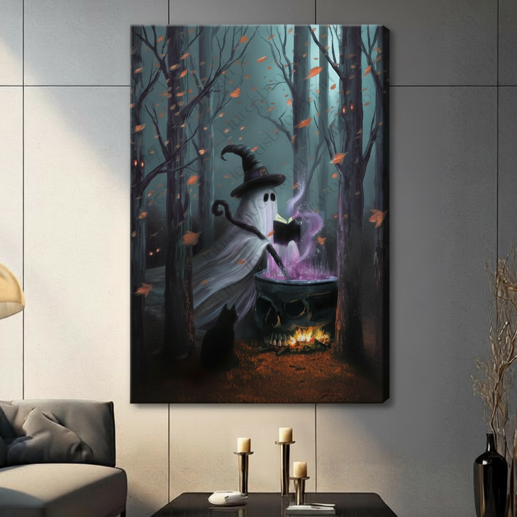 Gothic Ghost Witch Dark Forest Canvas Art Wall Art