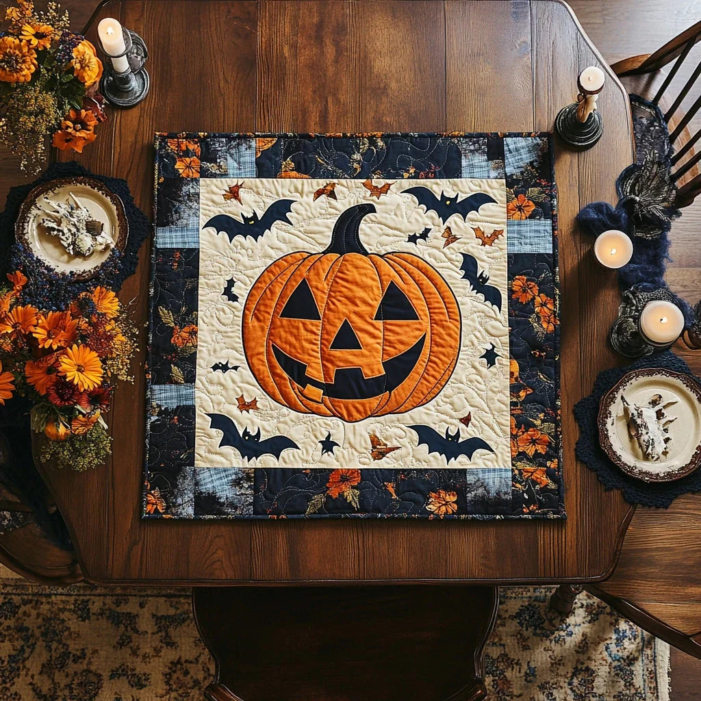 Ghostly Gourd Quilted Table Topper