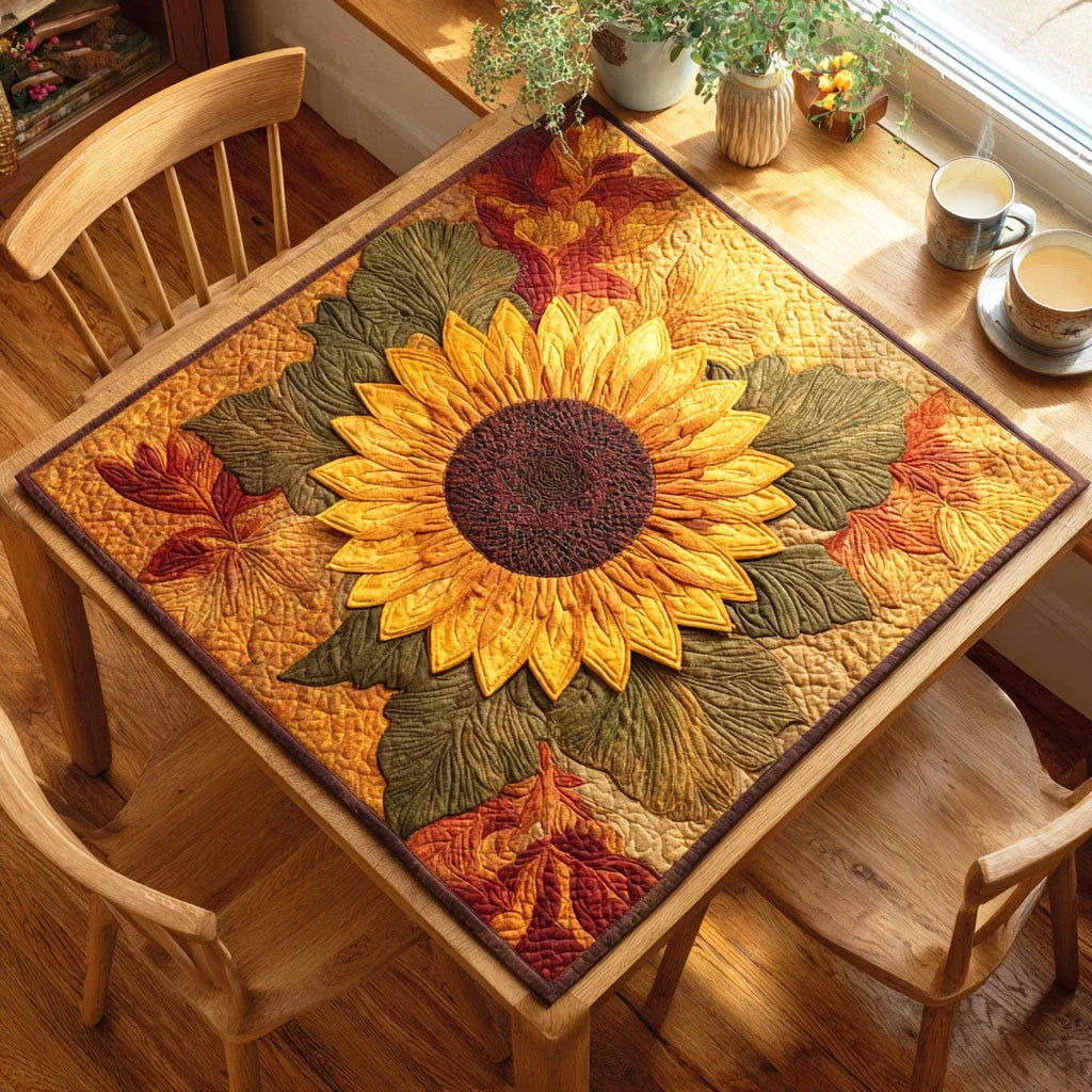 Giant Bloom Sunflower Quilted Table Topper