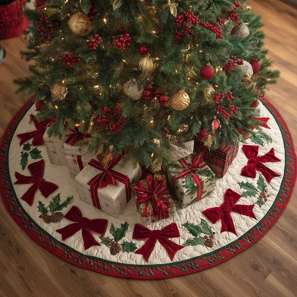 Gift Circle Christmas Quilted Tree Skirt