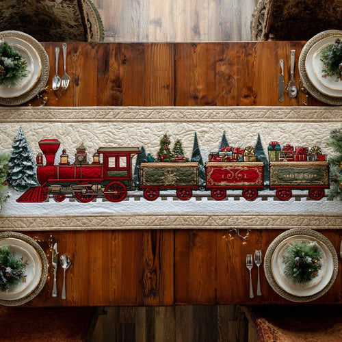 Gift Hauler Train Quilted Table Runner