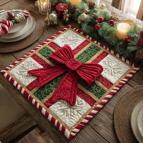 Gift Wrapped Joy Quilted Table Topper