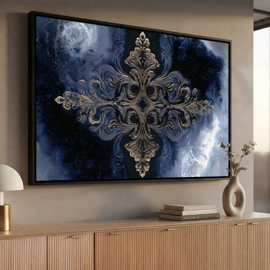 Gilded Blue Reverie Canvas Wall Art