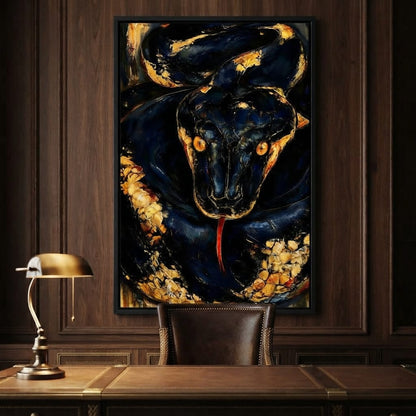 Gilded Coil Of Midnight Power Canvas Wall Art