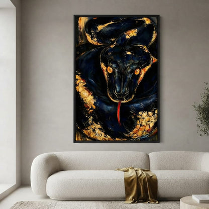 Gilded Coil Of Midnight Power Canvas Wall Art