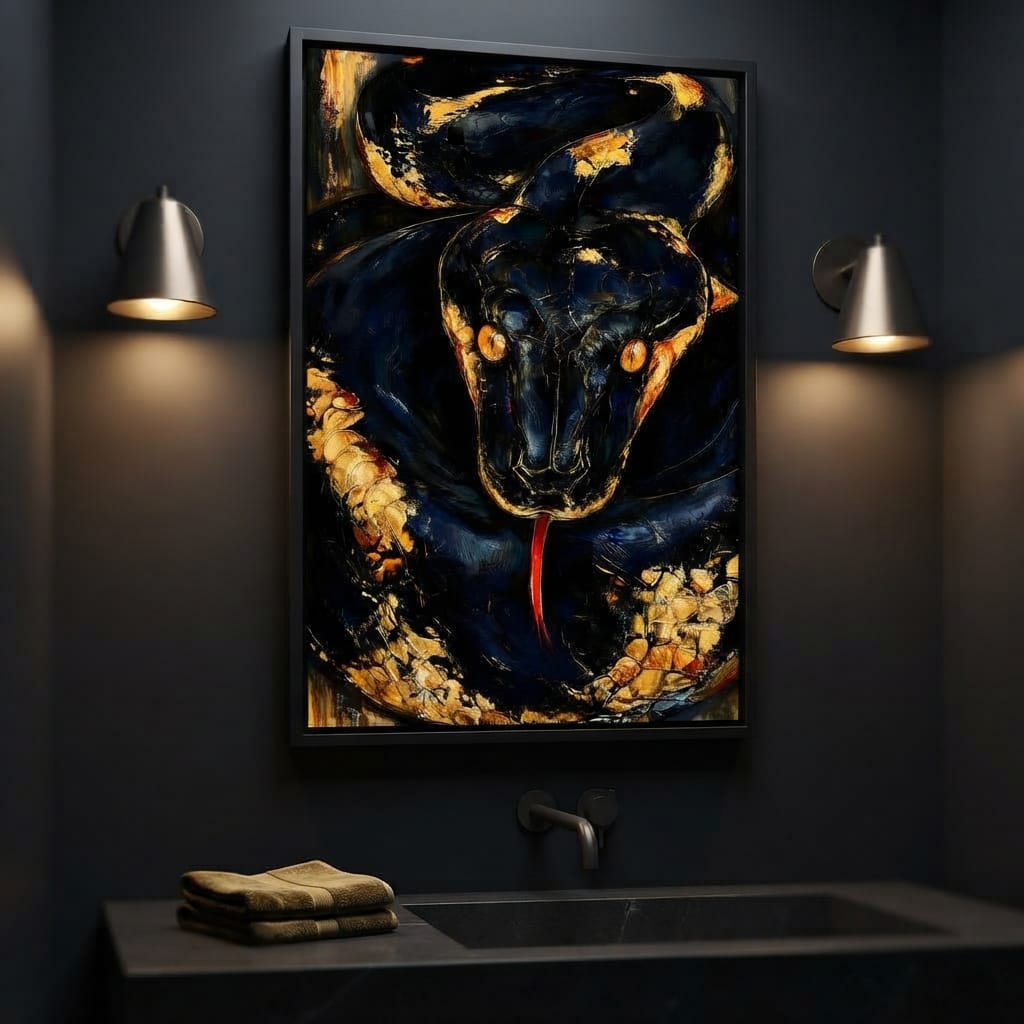 Gilded Coil Of Midnight Power Canvas Wall Art