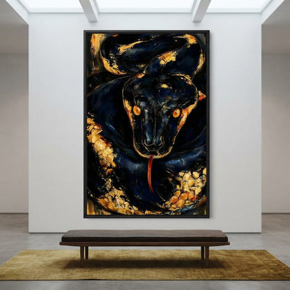 Gilded Coil Of Midnight Power Canvas Wall Art
