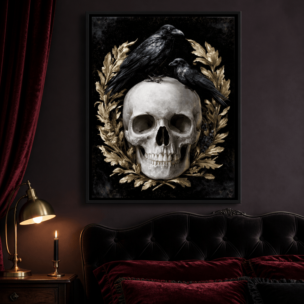 Gilded Crows Upon Bone Canvas Wall Art