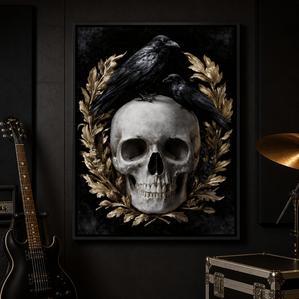 Gilded Crows Upon Bone Canvas Wall Art