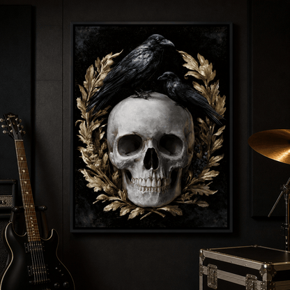 Gilded Crows Upon Bone Canvas Wall Art
