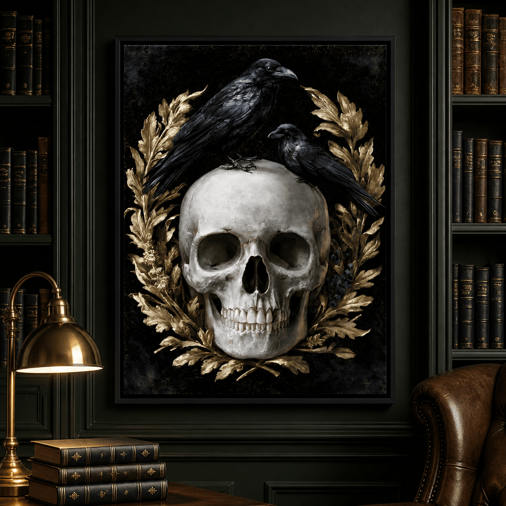 Gilded Crows Upon Bone Canvas Wall Art