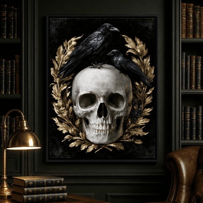 Gilded Crows Upon Bone Canvas Wall Art