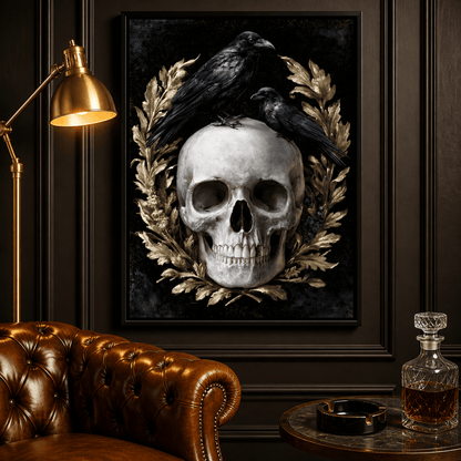 Gilded Crows Upon Bone Canvas Wall Art
