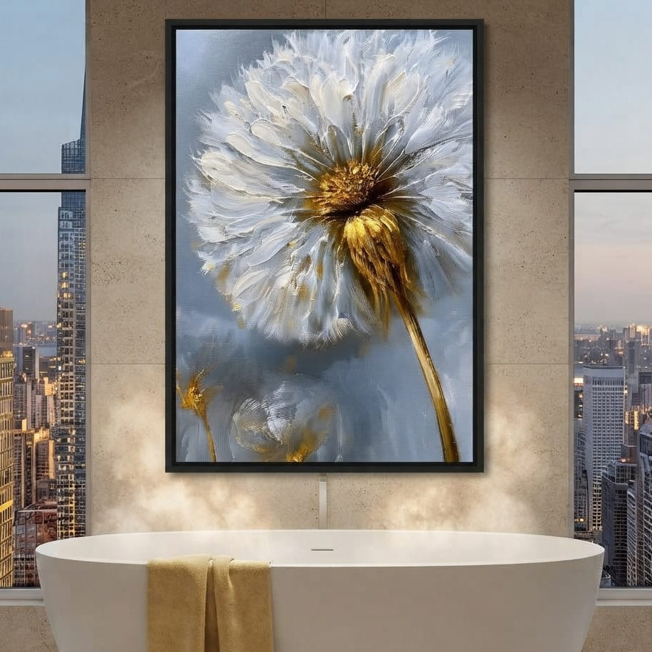 Gilded Dandelion Canvas Wall Art