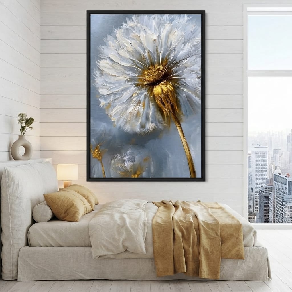 Gilded Dandelion Canvas Wall Art