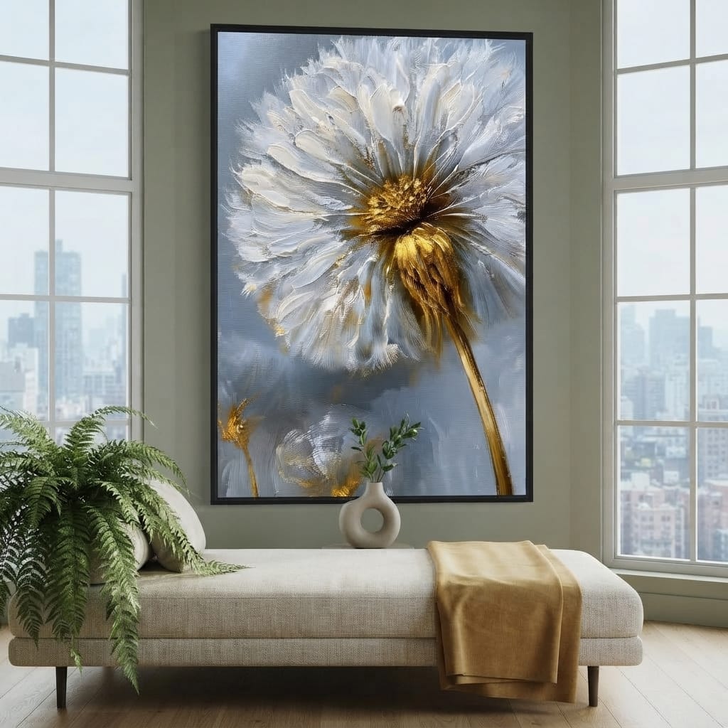 Gilded Dandelion Canvas Wall Art
