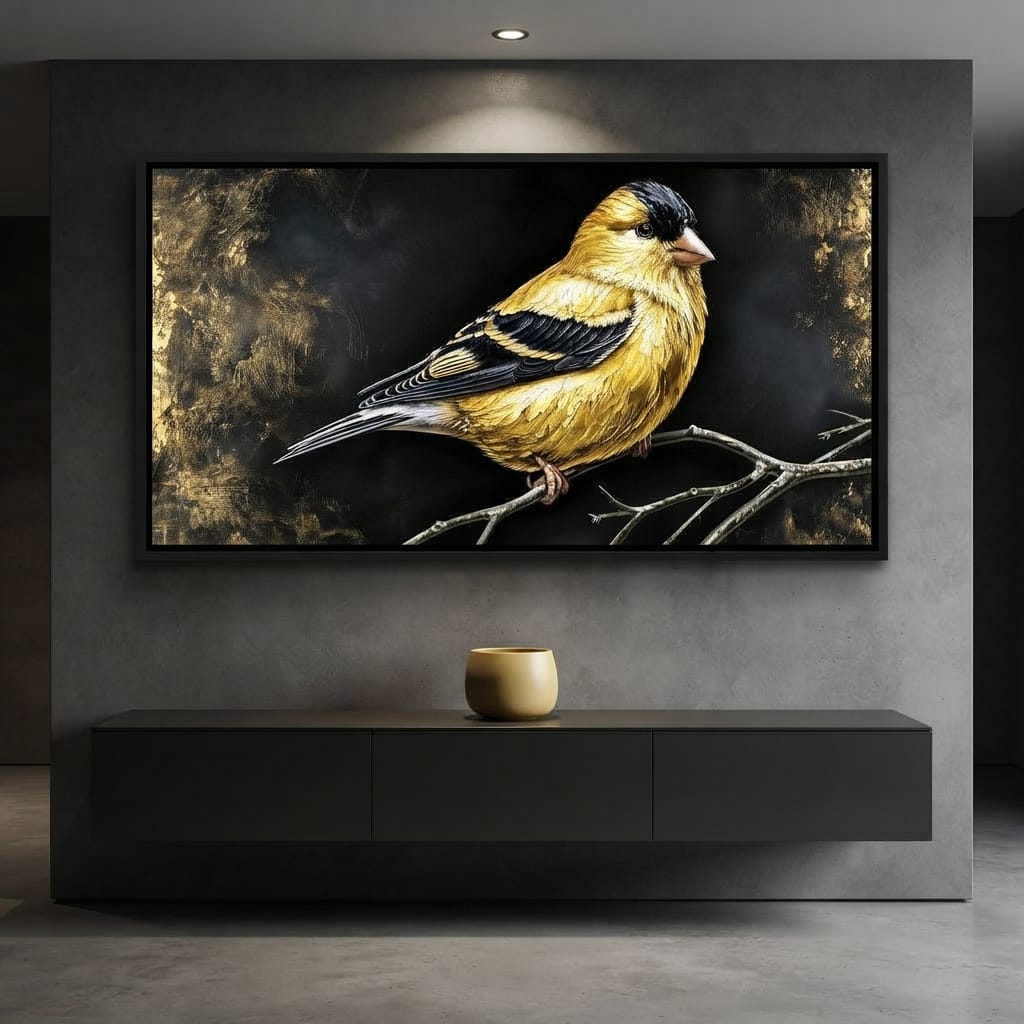 Gilded Feather Stillness Canvas Wall Art