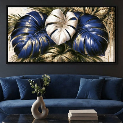 Gilded Foliage Under Midnight Light Canvas Wall Art