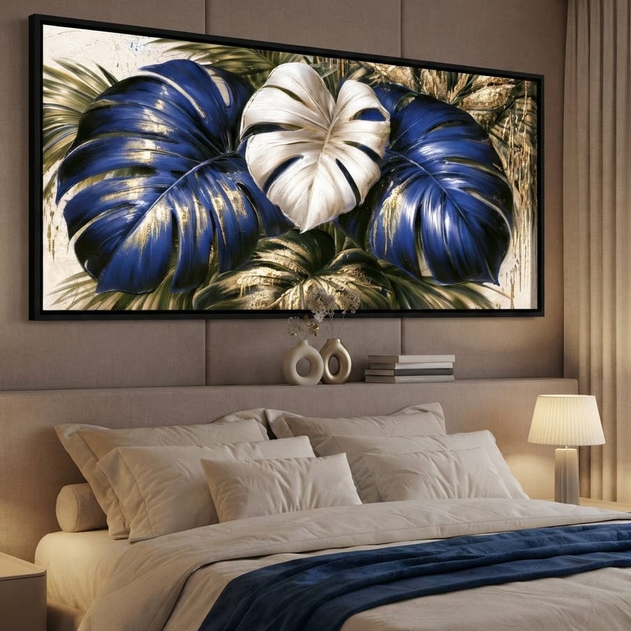 Gilded Foliage Under Midnight Light Canvas Wall Art