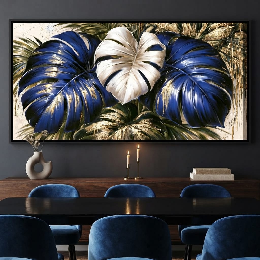 Gilded Foliage Under Midnight Light Canvas Wall Art